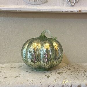 Green Mirrored Glass Pumpkin Decor